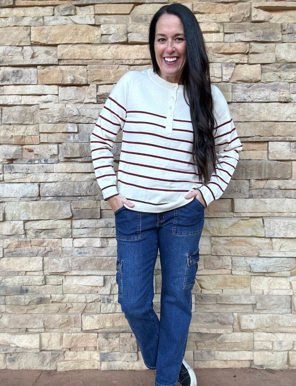 ANINEWEAR Boomer Sooner Button Sweater Size Women's XL
